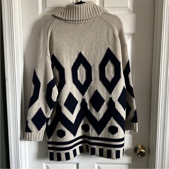 J. Crew Fair Isle Cardigan Sweater Knit Wool Coat Size Medium - Picture 8 of 11